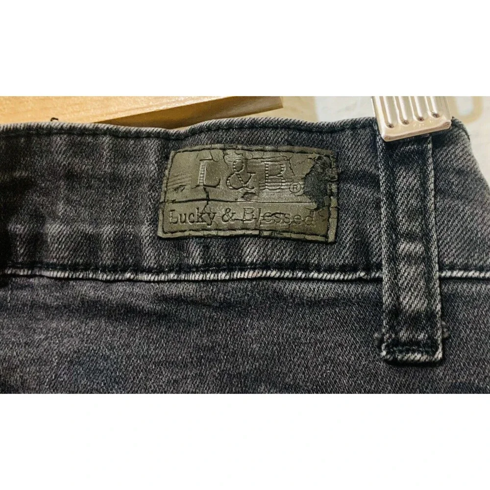 L&B Lucky And Blessed Viniage Women’s Size 8 Black Flare Jeans Y2K Raw Hem